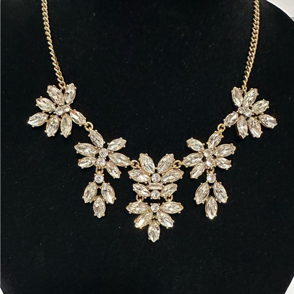 J Crew Rhinestone Leaf Cluster Statement Necklace - image 2